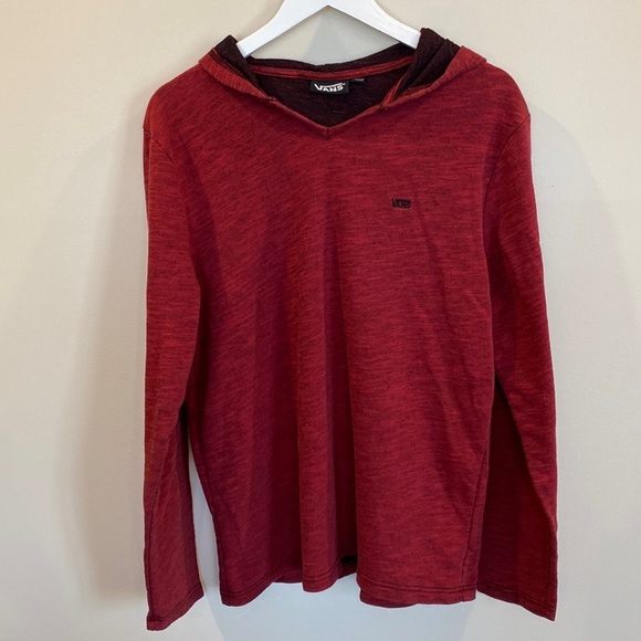 Mens Vans Red Long Sleeve Shirt With Hood Large - Picture 1 of 4